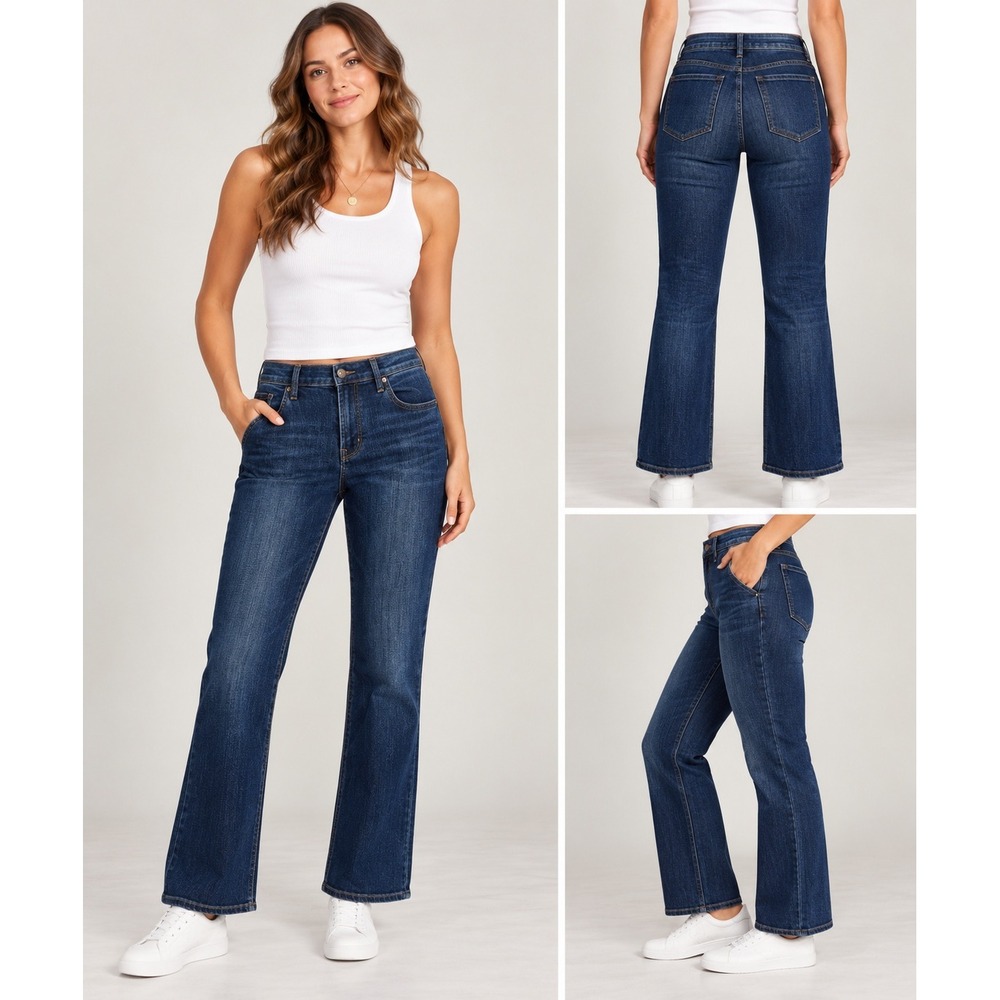 Old Navy Jeans Womens 8 Short Blue Curvy Profile Mid-Rise Bootcut Dark Wash